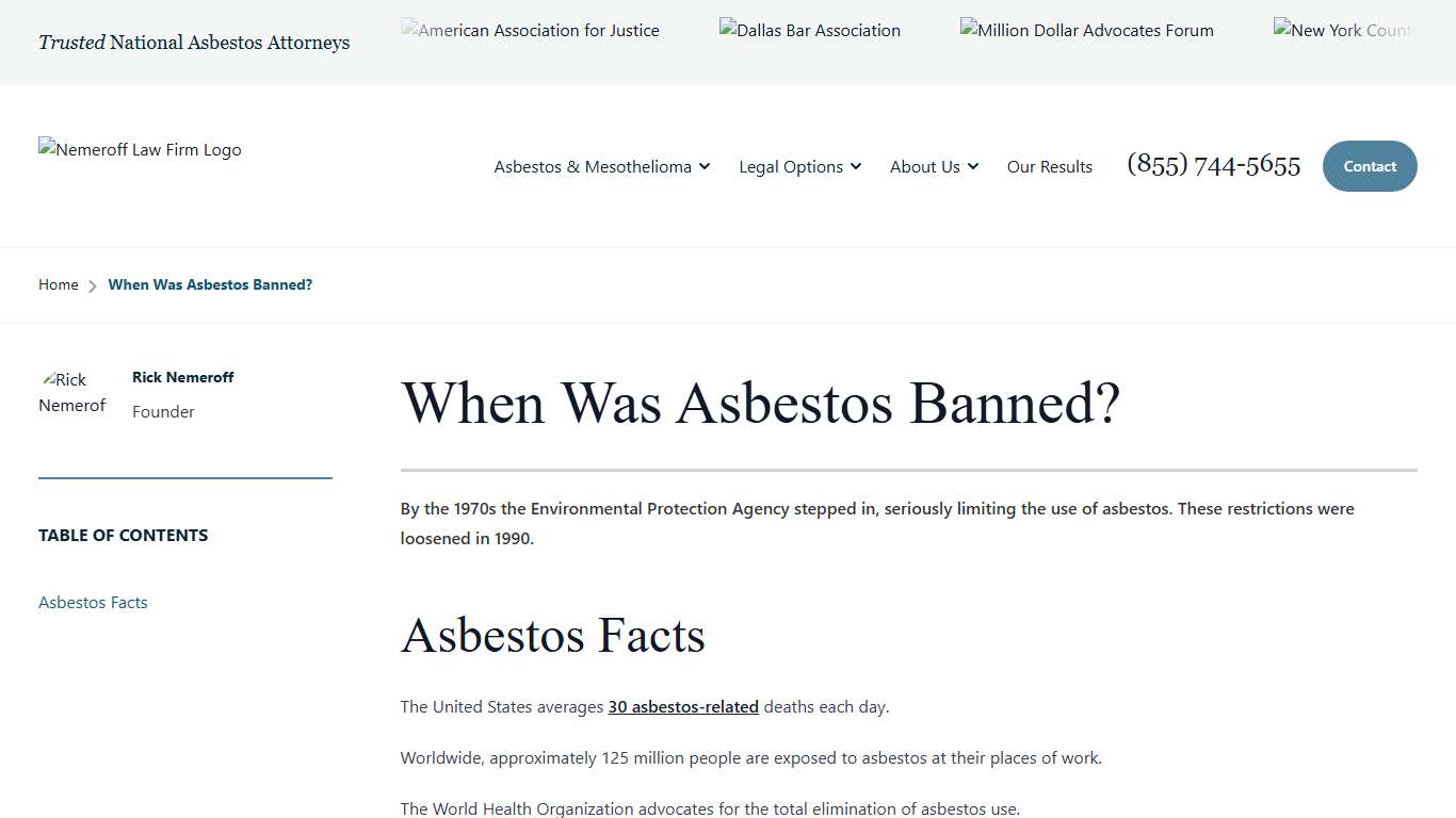 When Was Asbestos Banned? - Nemeroff Law