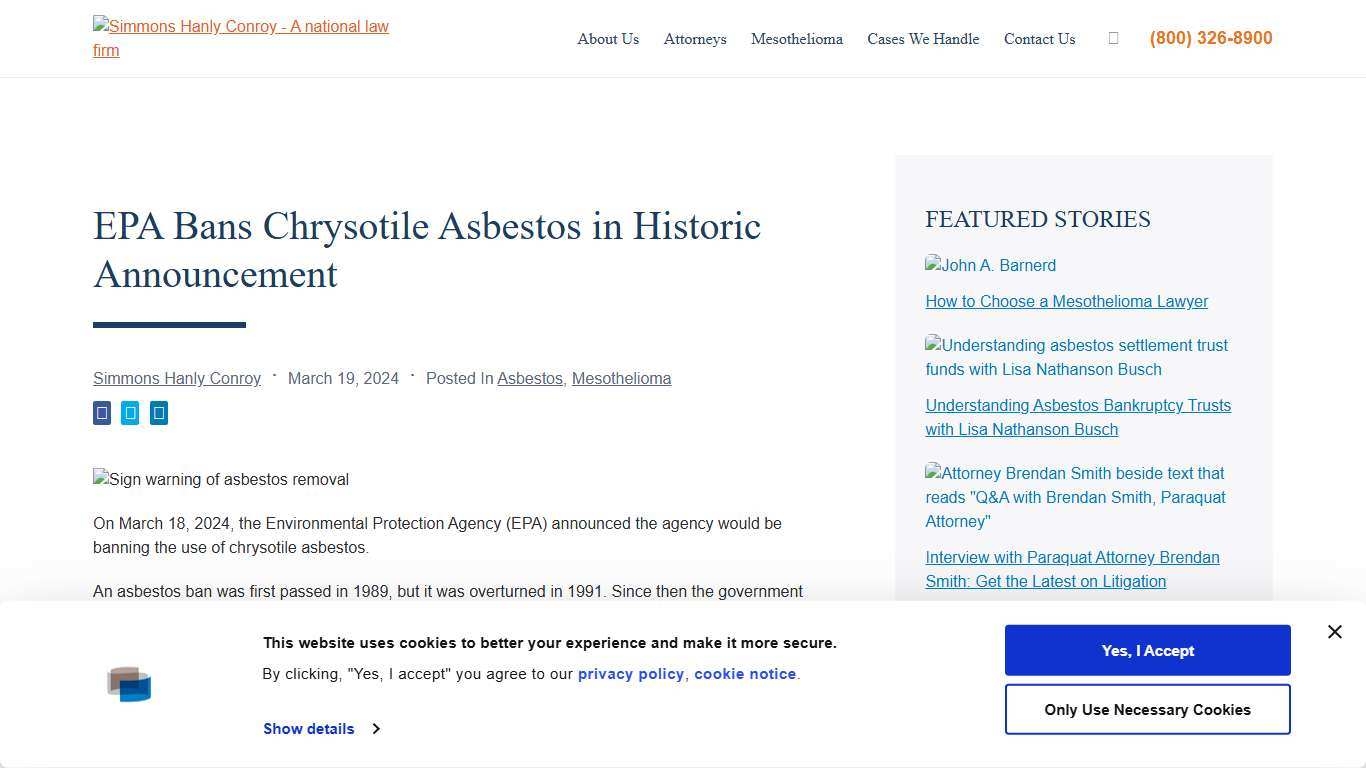 Chrysotile Asbestos Banned by EPA in March 2024